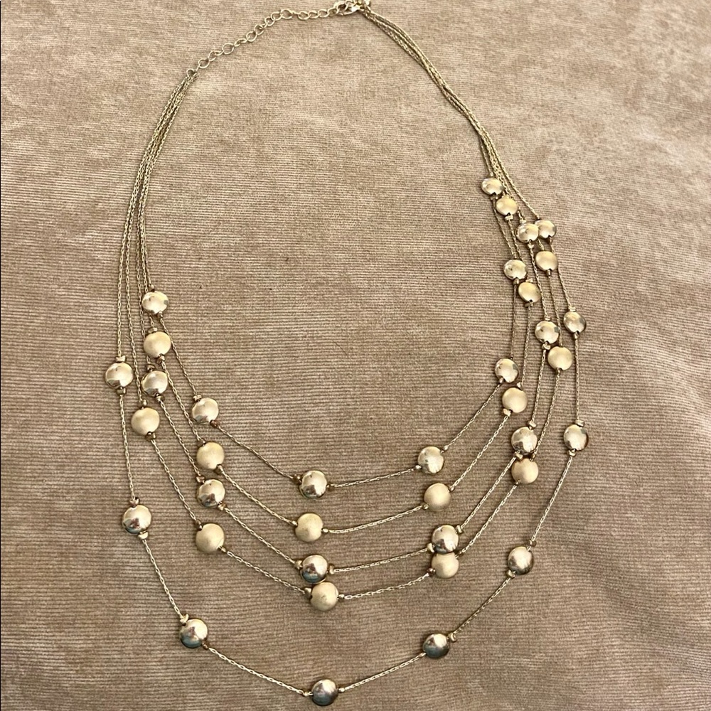 Multi layer beaded gold necklace